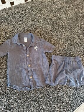 Carter's Dusty Blue Gauze Button-Up Top